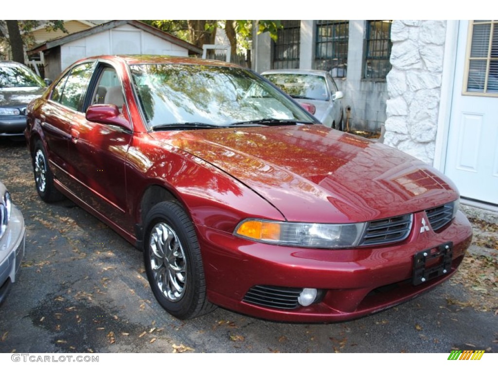 2002 Galant ES - Patriot Red Pearl / Tan photo #7