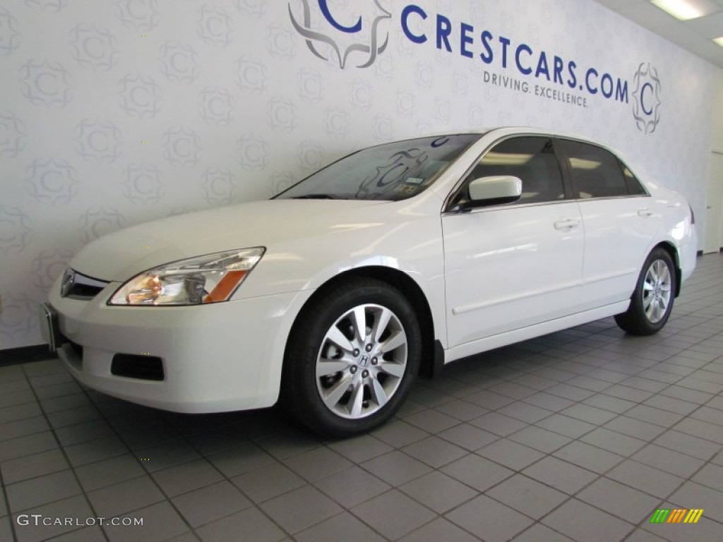2007 Accord EX-L V6 Sedan - Taffeta White / Ivory photo #7