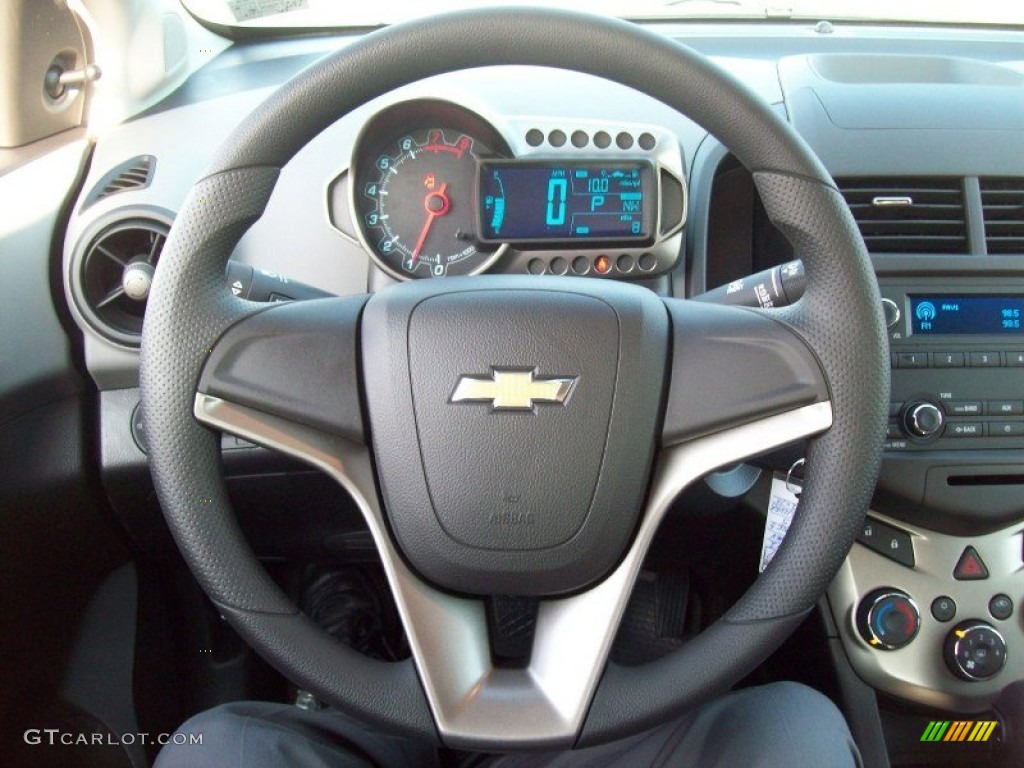2012 Chevrolet Sonic LS Hatch Jet Black/Dark Titanium Steering Wheel Photo #55410135