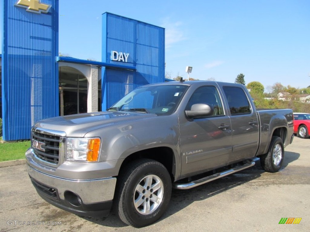 2008 Sierra 1500 SLE Crew Cab 4x4 - Steel Gray Metallic / Ebony photo #1