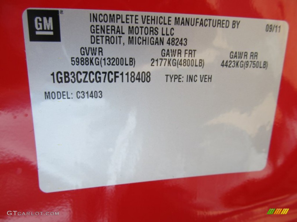 2012 Chevrolet Silverado 3500HD WT Regular Cab Chassis Info Tag Photo #55411578