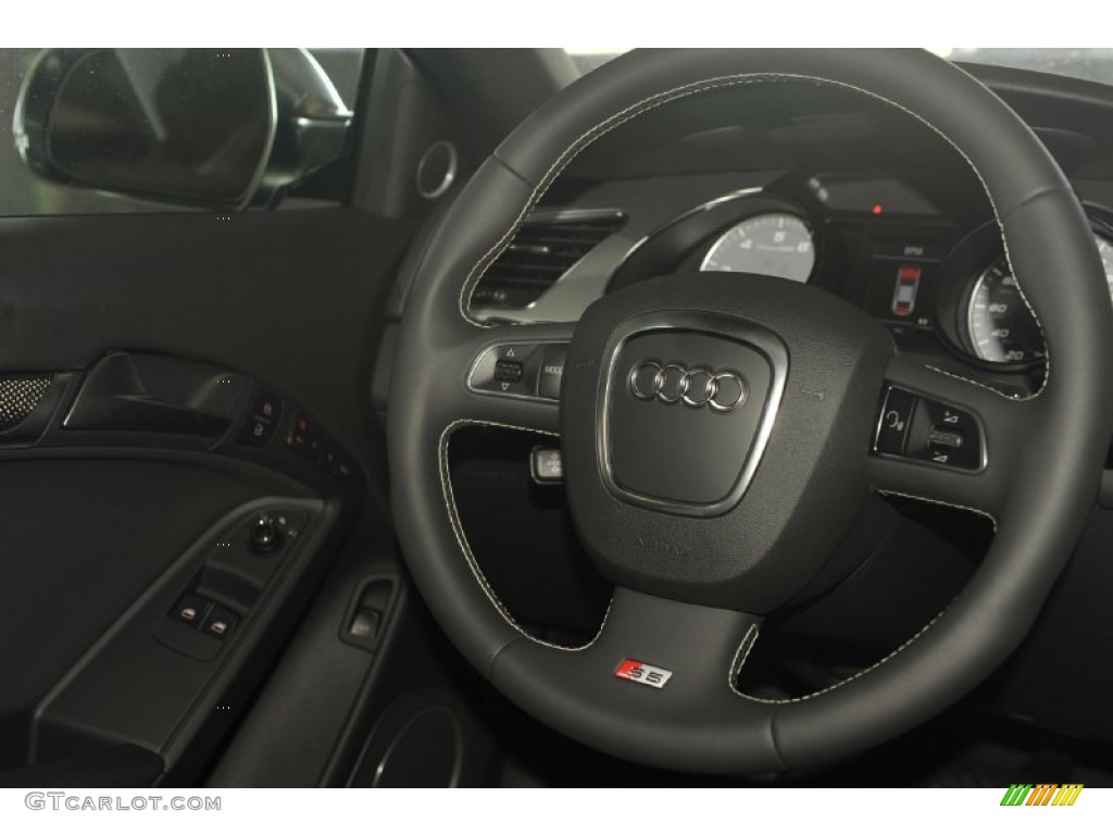 2012 Audi S5 4.2 FSI quattro Coupe Black Steering Wheel Photo #55412199