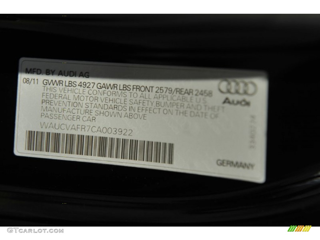 2012 Audi S5 4.2 FSI quattro Coupe Info Tag Photo #55412529
