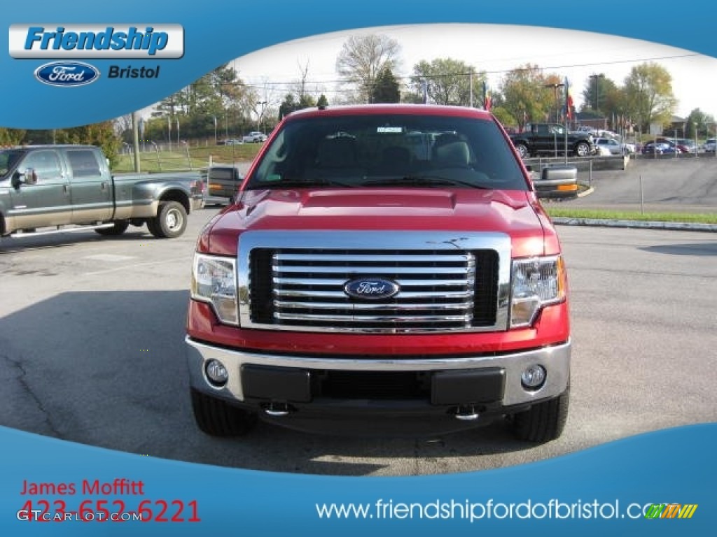 2011 F150 XLT SuperCrew 4x4 - Red Candy Metallic / Steel Gray photo #3