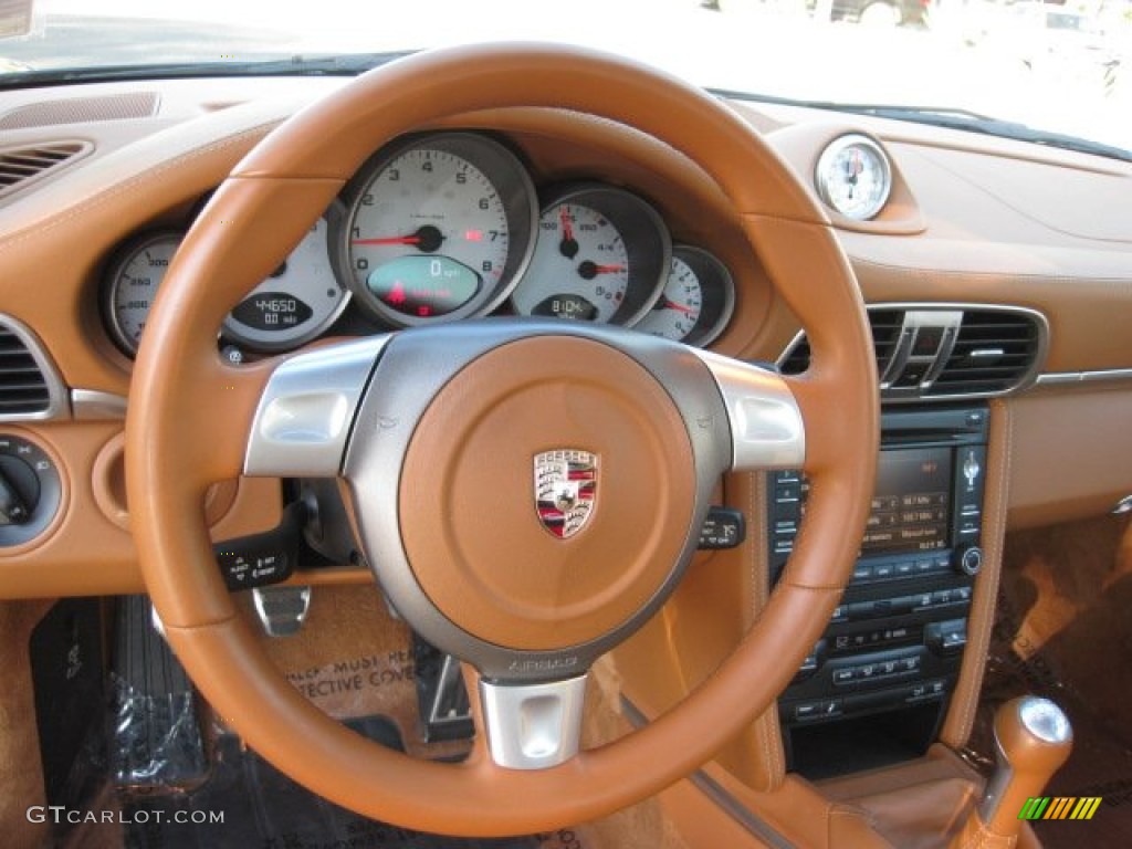 2009 Porsche 911 Carrera S Coupe Natural Brown Steering Wheel Photo #55415466