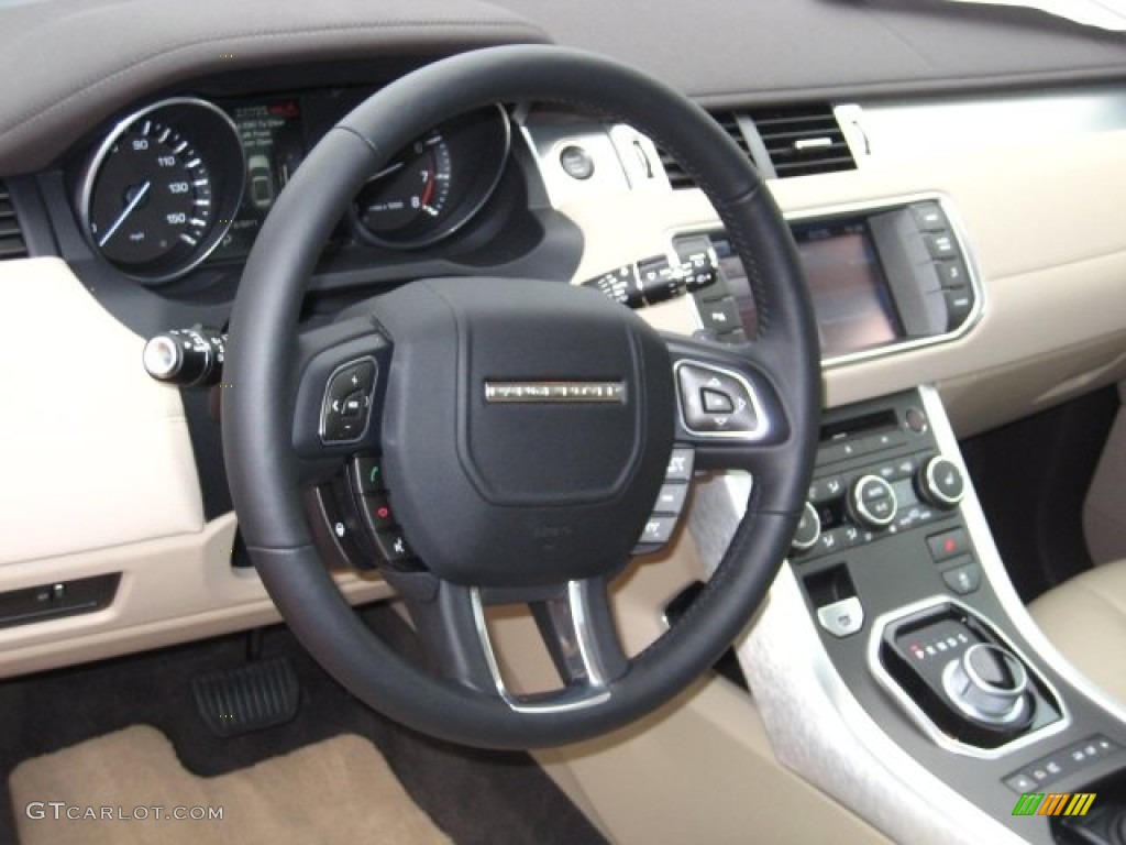 2012 Land Rover Range Rover Evoque Pure Almond/Espresso Steering Wheel Photo #55416432