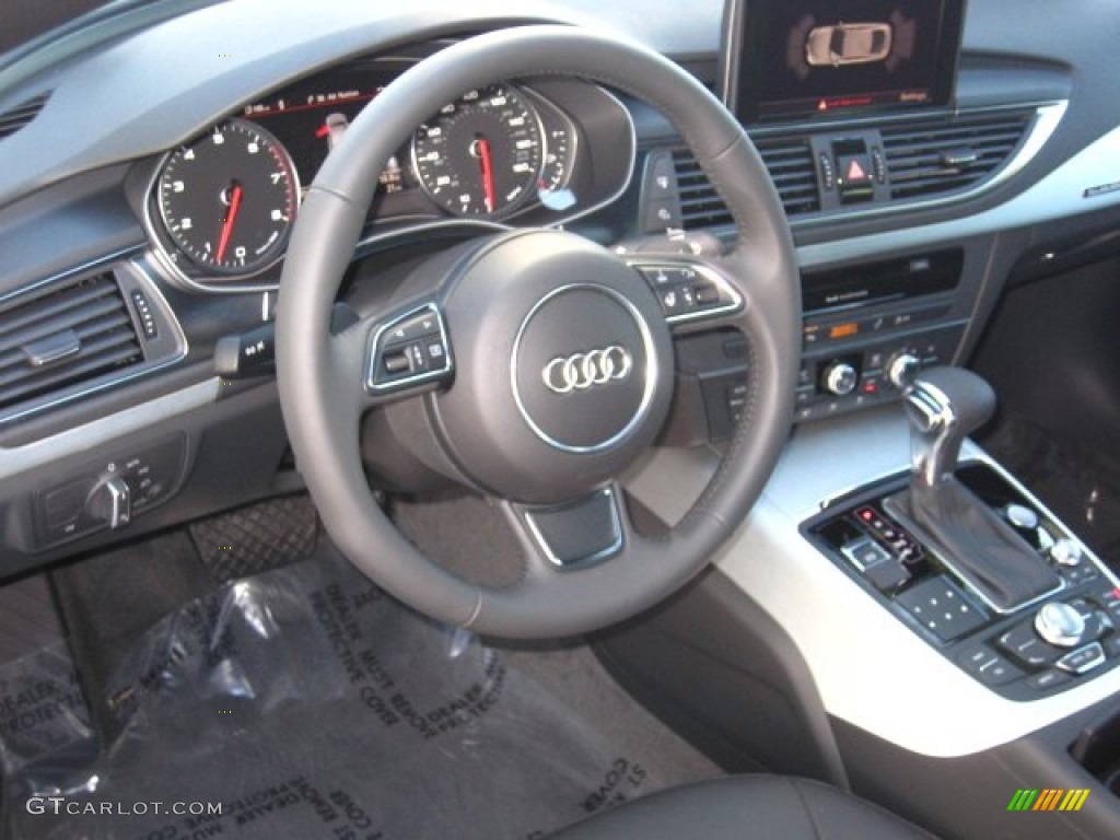 2012 Audi A7 3.0T quattro Premium Black Steering Wheel Photo #55416909