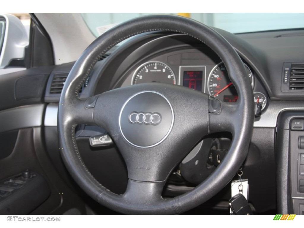 2002 Audi A4 1.8T Sedan Ebony Steering Wheel Photo #55416957