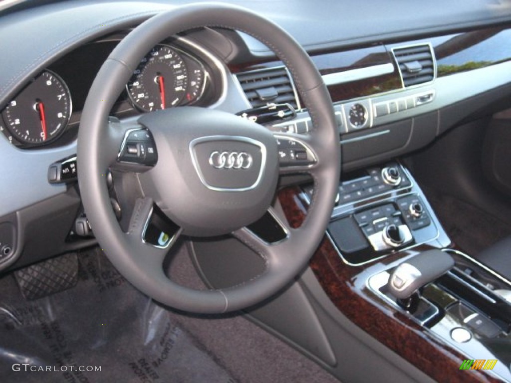2012 Audi A8 4.2 quattro Black Steering Wheel Photo #55416972