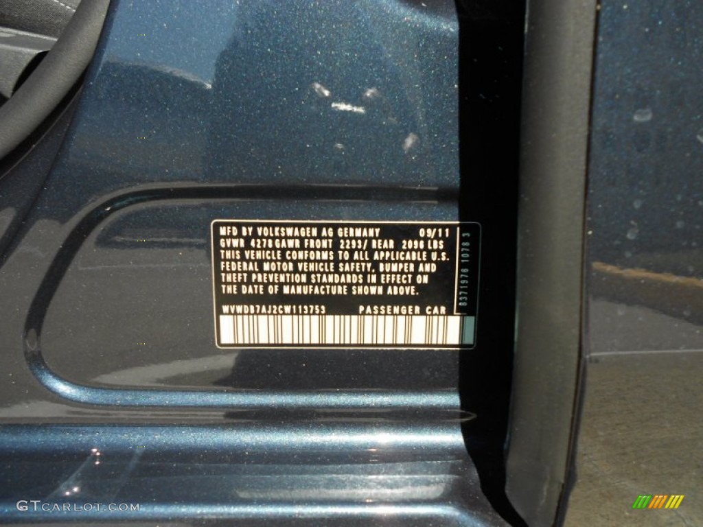 2012 Golf 4 Door - Blue Graphite Metallic / Titan Black photo #23