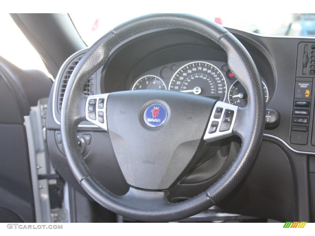 2008 Saab 9-3 2.0T Convertible Black Steering Wheel Photo #55419430