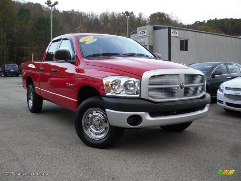 2008 Ram 1500 ST Quad Cab 4x4 - Flame Red / Medium Slate Gray photo #1