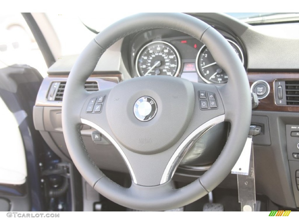2011 BMW 3 Series 328i xDrive Coupe Oyster/Black Dakota Leather Steering Wheel Photo #55422156