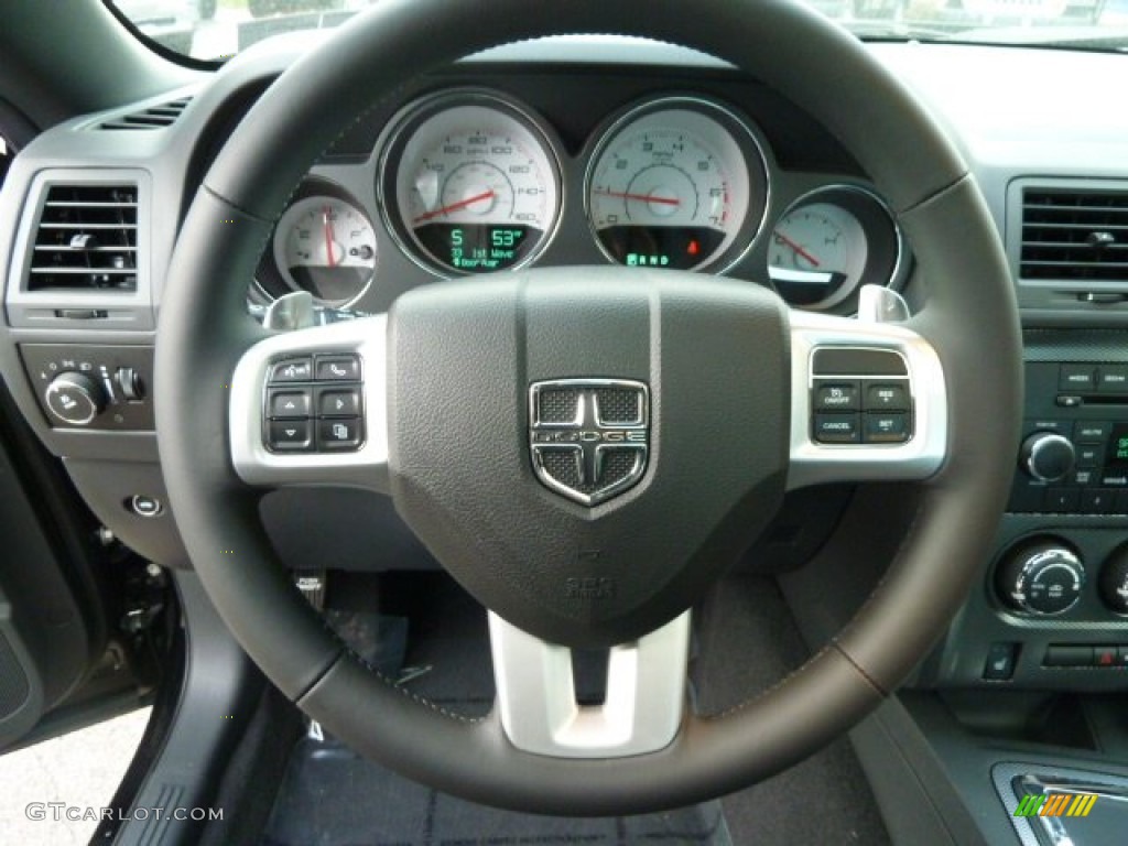 2012 Dodge Challenger R/T Dark Slate Gray Steering Wheel Photo #55424748