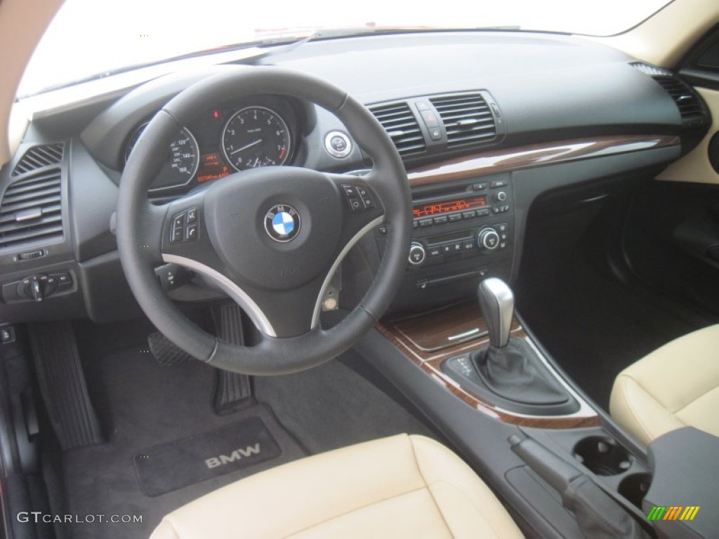 2008 BMW 1 Series 128i Coupe Savanna Beige Dashboard Photo #55425058
