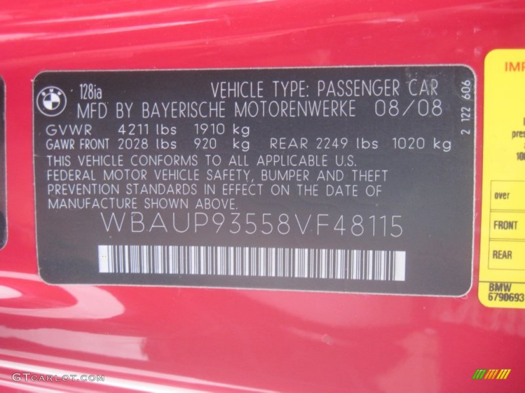 2008 1 Series 128i Coupe - Crimson Red / Savanna Beige photo #10