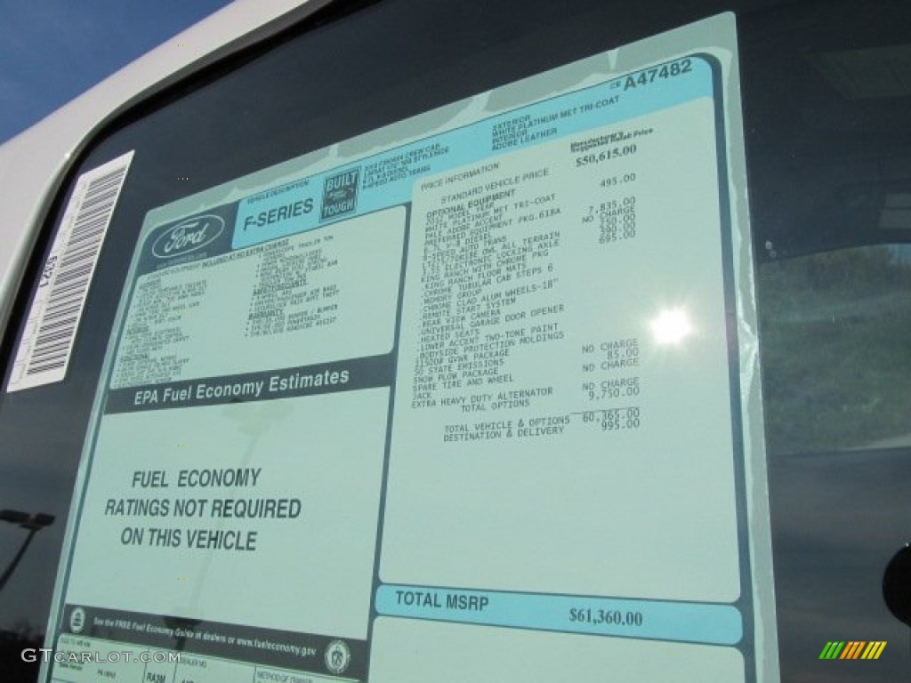 2012 Ford F350 Super Duty King Ranch Crew Cab 4x4 Window Sticker Photo #55426008