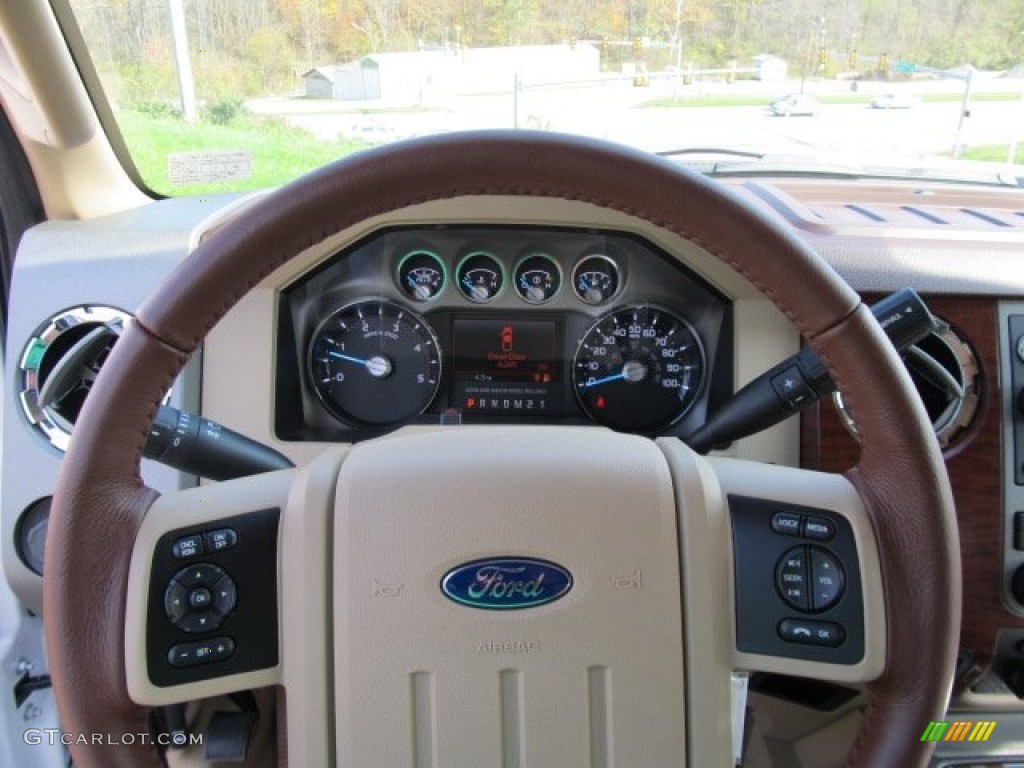 2012 Ford F350 Super Duty King Ranch Crew Cab 4x4 Chaparral Leather Steering Wheel Photo #55426155