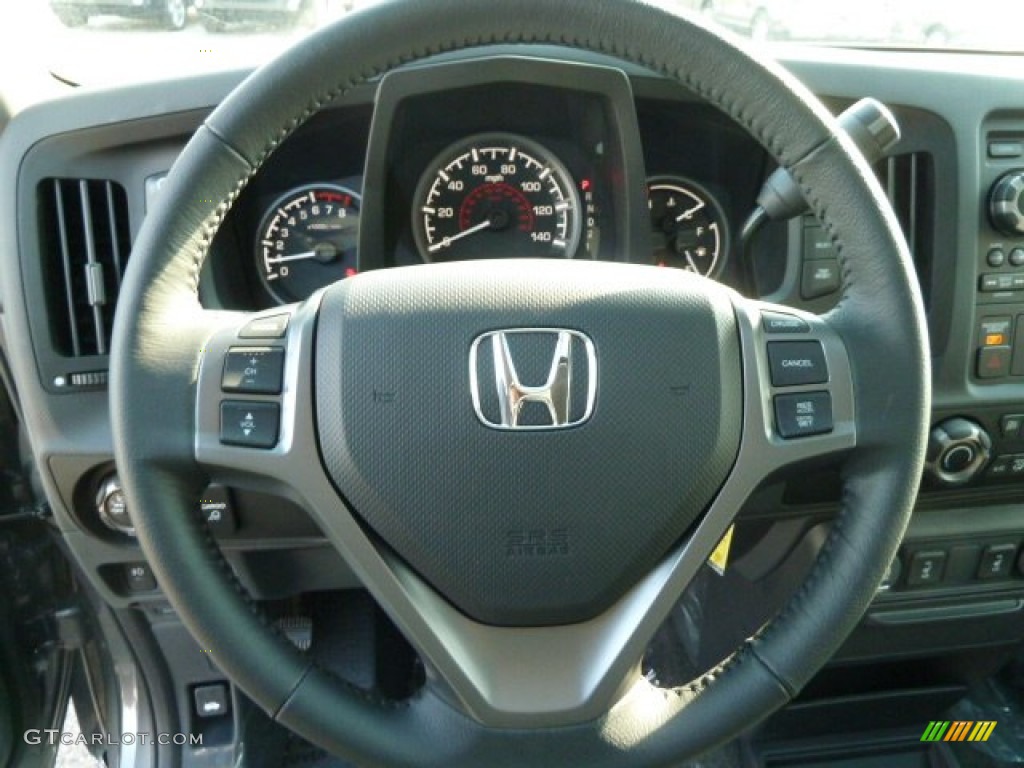 2011 Honda Ridgeline RTL Black Steering Wheel Photo #55434789
