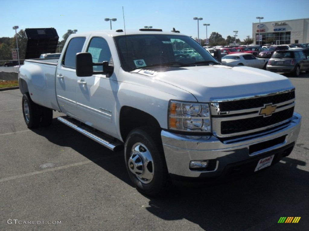 2012 Silverado 3500HD LTZ Crew Cab 4x4 Dually - Summit White / Dark Cashmere/Light Cashmere photo #5