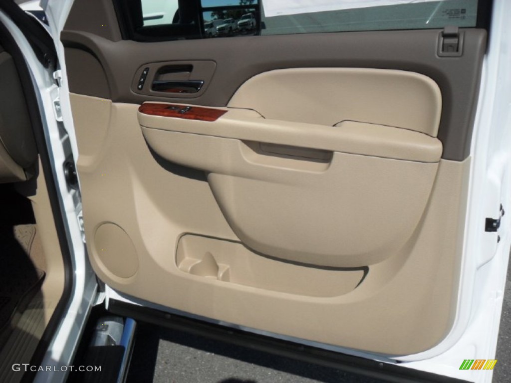 2012 Chevrolet Silverado 3500HD LTZ Crew Cab 4x4 Dually Dark Cashmere/Light Cashmere Door Panel Photo #55441302