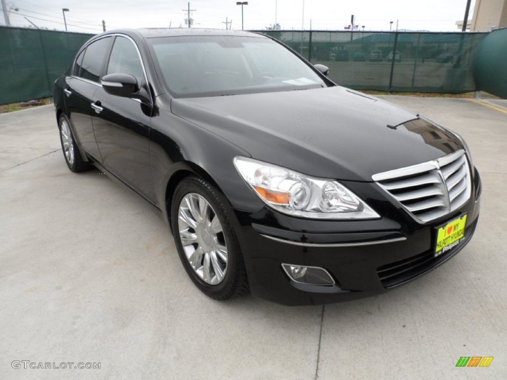 2009 Genesis 3.8 Sedan - Black Noir Pearl / Black photo #1