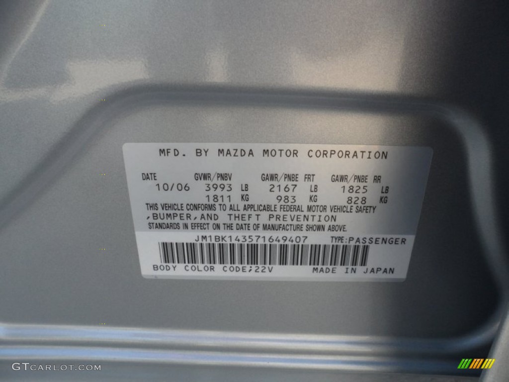 2007 Mazda MAZDA3 s Sport Hatchback Color Code Photos