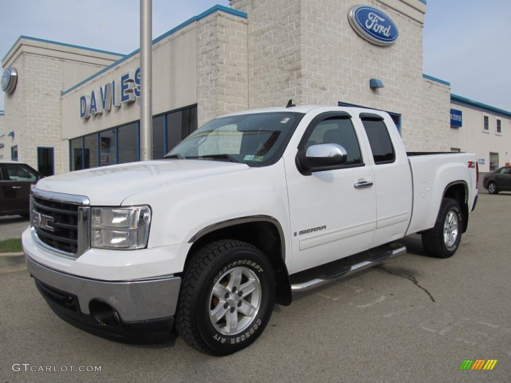 2008 Sierra 1500 SLE Extended Cab 4x4 - Summit White / Ebony photo #1