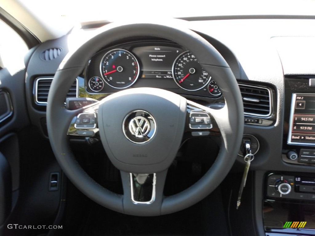 2012 Volkswagen Touareg VR6 FSI Sport 4XMotion Black Anthracite Steering Wheel Photo #55457011