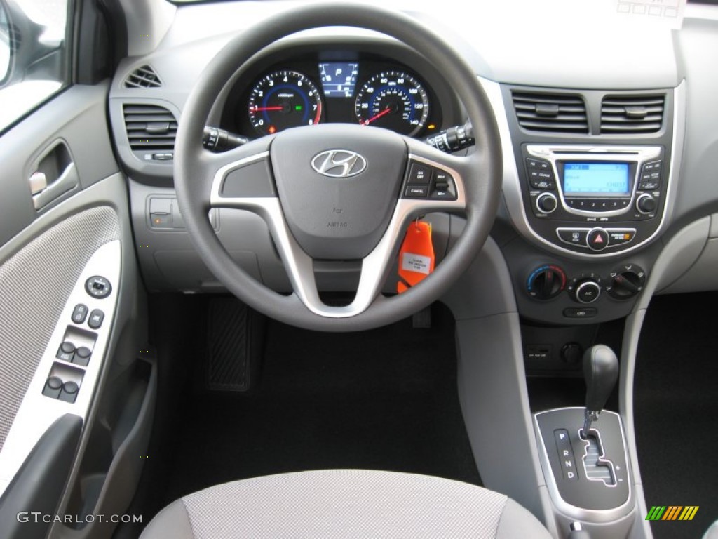 2012 Hyundai Accent GS 5 Door Gray Dashboard Photo #55463918