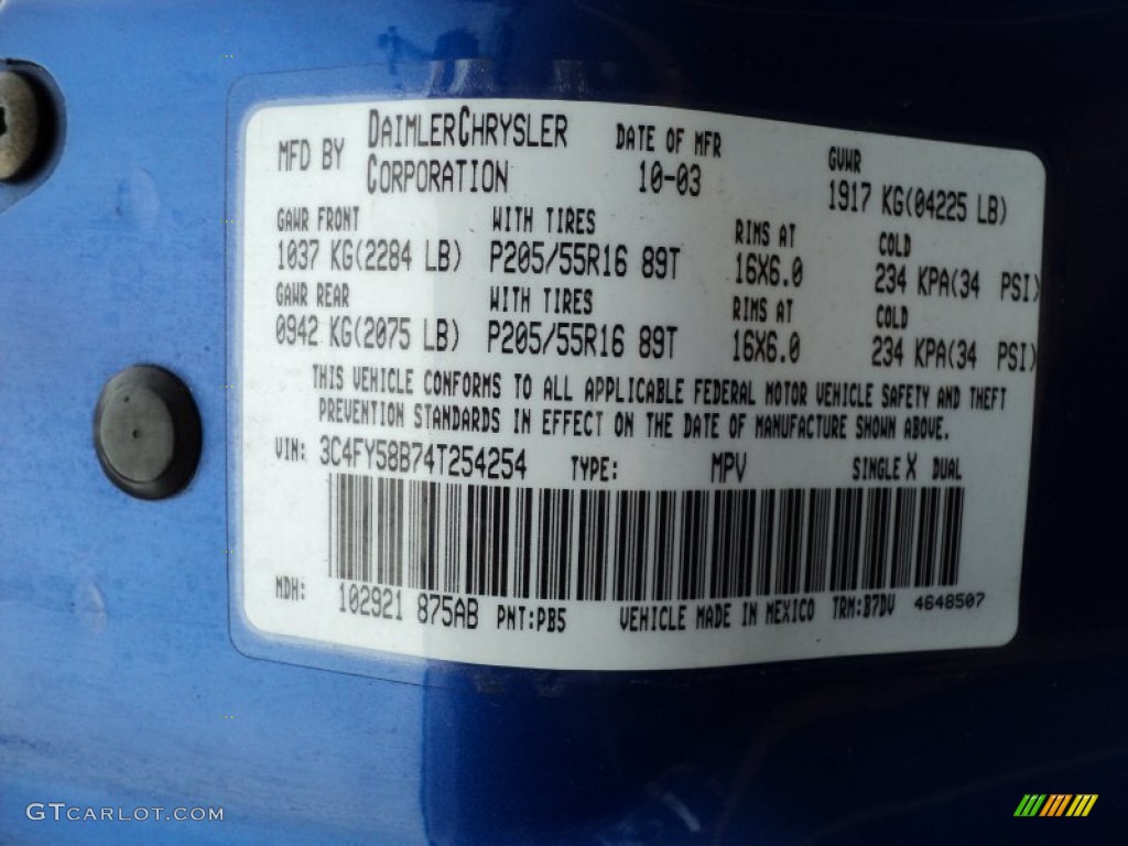 2004 PT Cruiser Touring - Electric Blue Pearlcoat / Dark Slate Gray photo #4