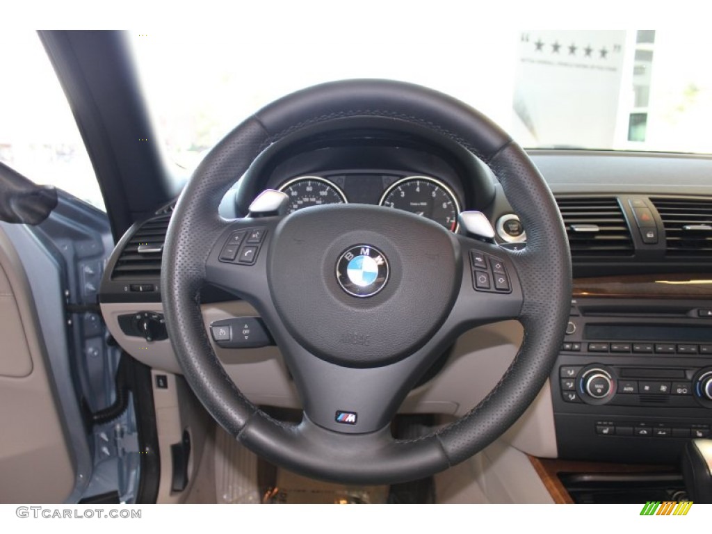 2009 BMW 1 Series 135i Convertible Taupe Steering Wheel Photo #55469435