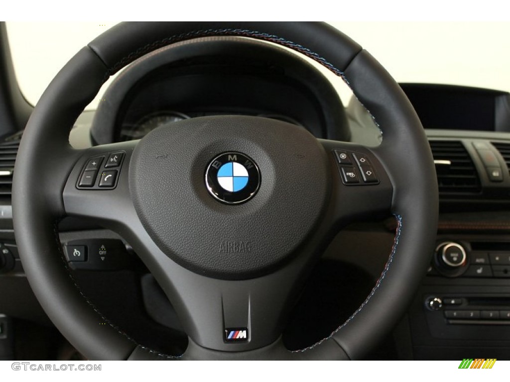 2011 BMW 1 Series M Coupe Black Steering Wheel Photo #55470401