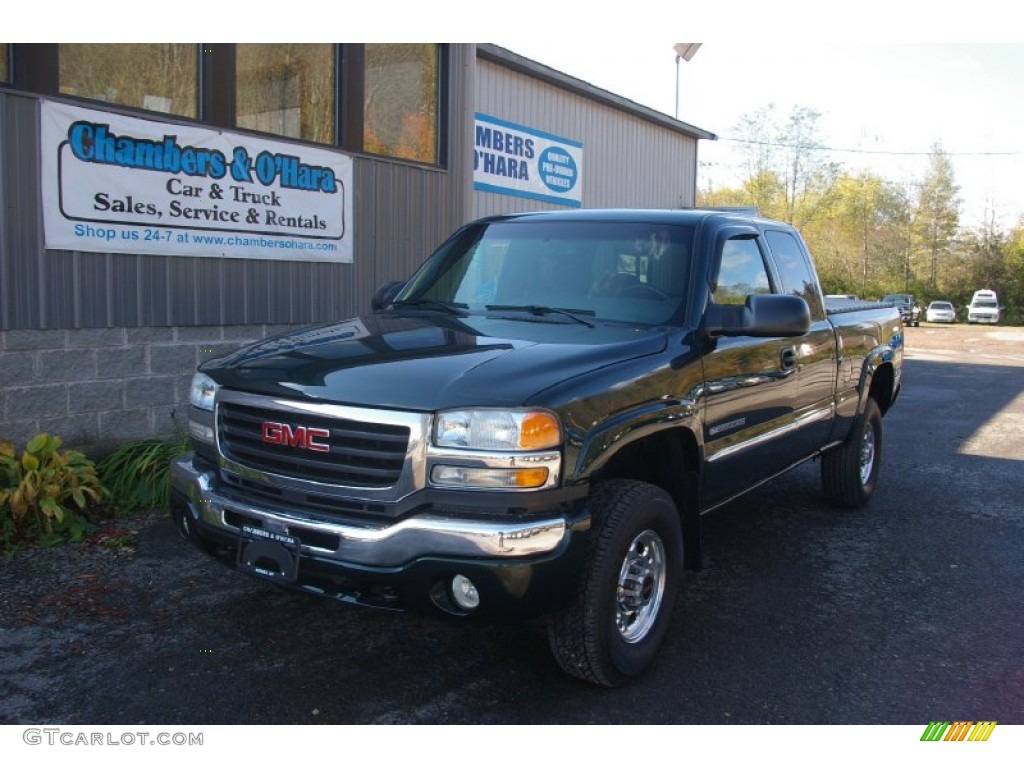 2003 Sierra 2500HD SLE Extended Cab 4x4 - Polo Green Metallic / Dark Pewter photo #1