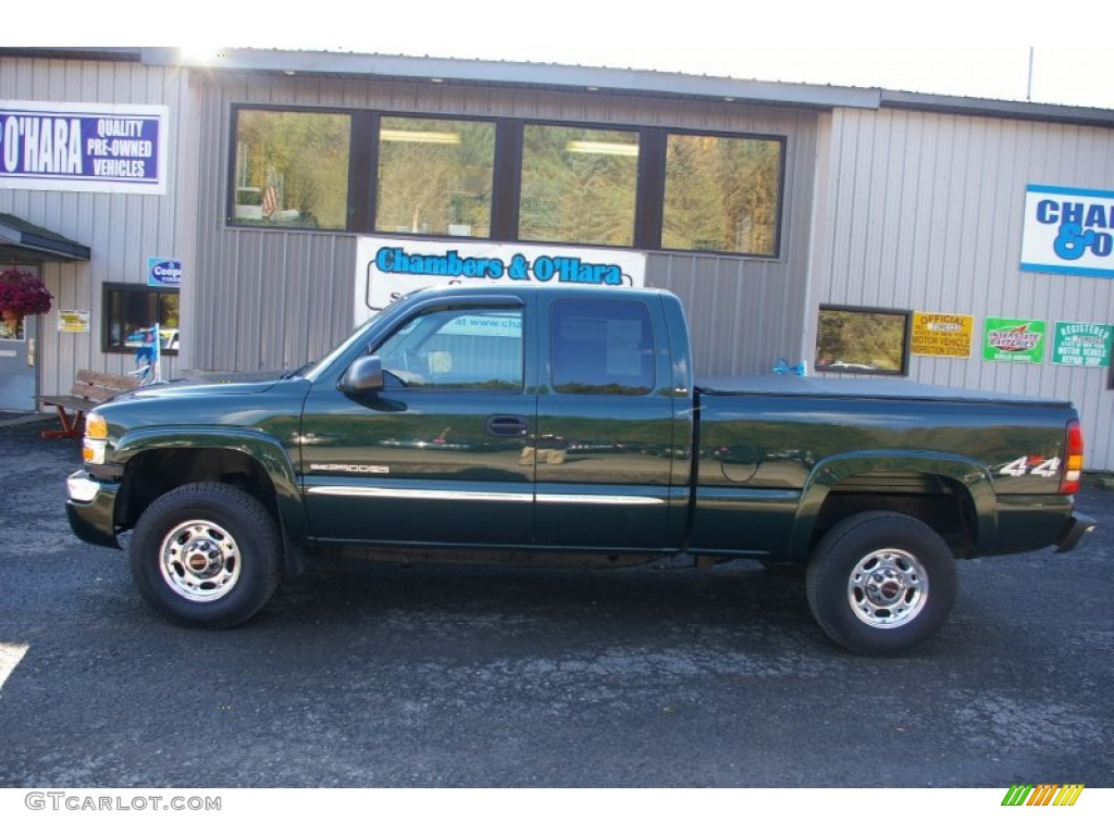 2003 Sierra 2500HD SLE Extended Cab 4x4 - Polo Green Metallic / Dark Pewter photo #2