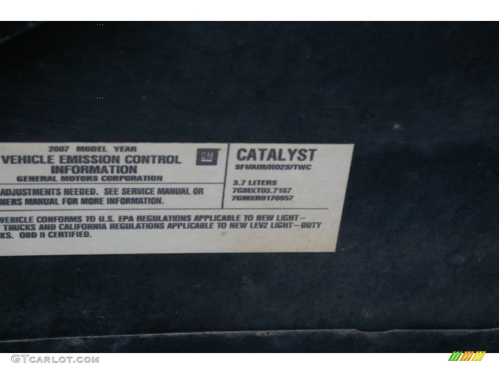 2007 GMC Canyon SLE Crew Cab 4x4 Info Tag Photos