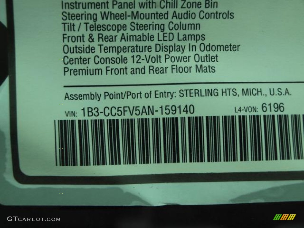 2010 Dodge Avenger R/T Window Sticker Photos
