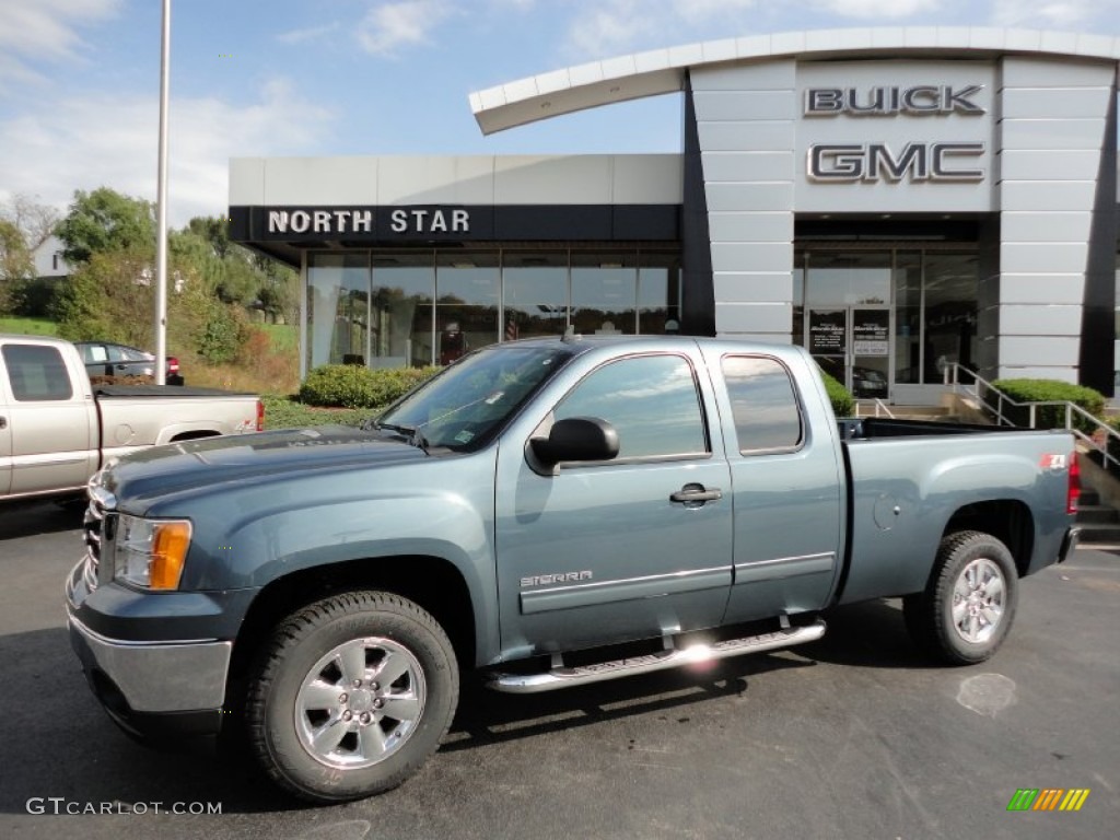 2012 Sierra 1500 SLE Extended Cab 4x4 - Stealth Gray Metallic / Ebony photo #1
