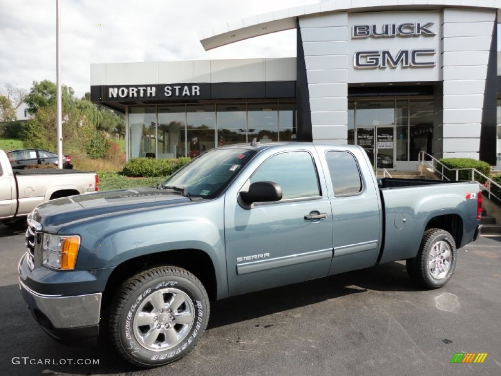 2012 Sierra 1500 SLE Extended Cab 4x4 - Stealth Gray Metallic / Ebony photo #1