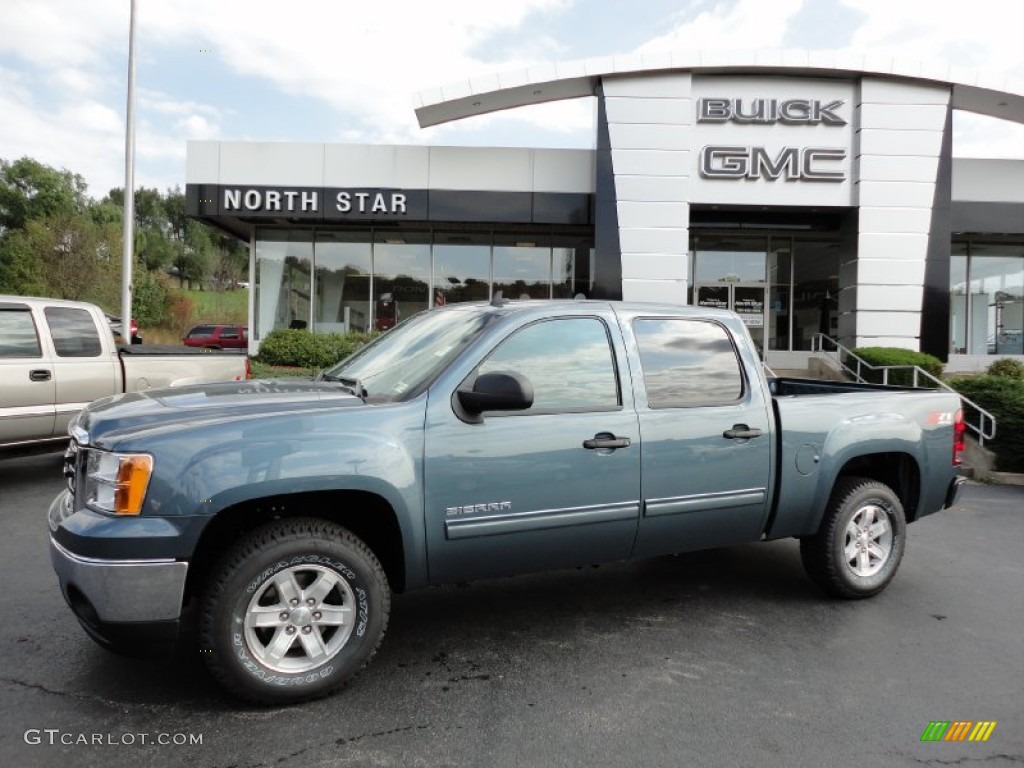 2012 Sierra 1500 SLE Crew Cab 4x4 - Stealth Gray Metallic / Ebony photo #1