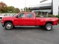 2012 Fire Red GMC Sierra 3500HD SLT Crew Cab 4x4 Dually  photo #2