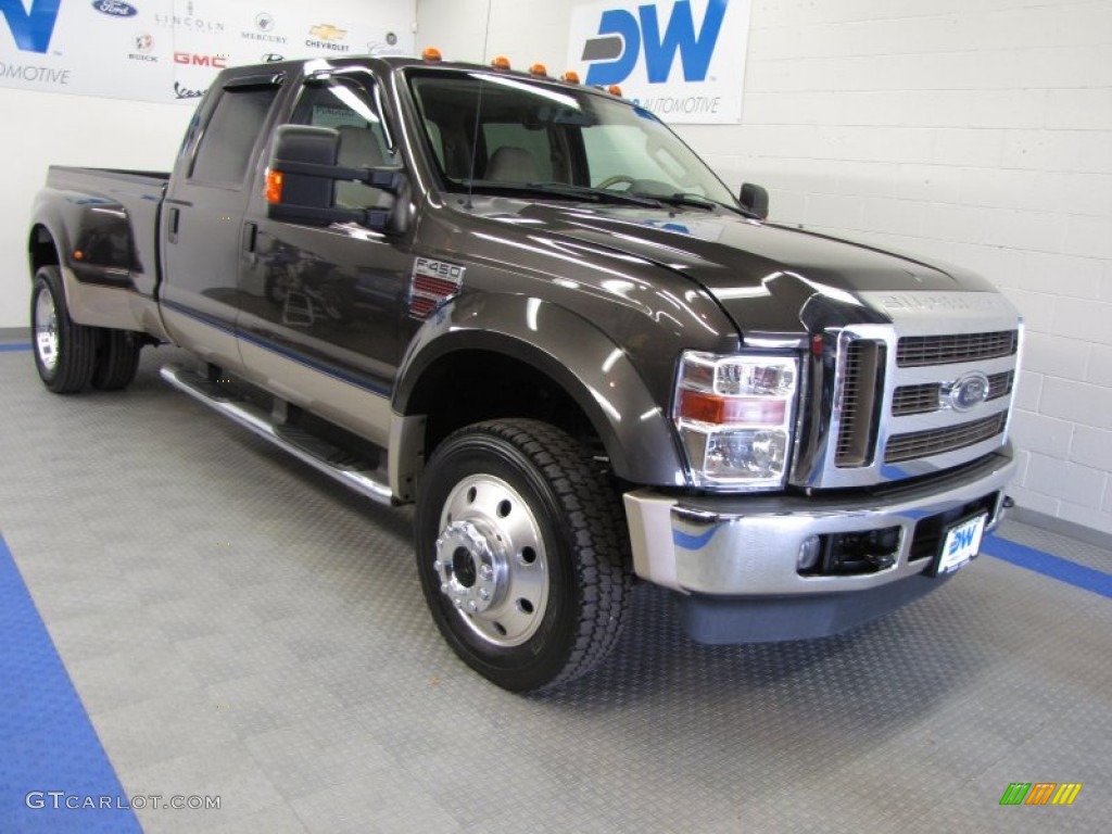 2008 F450 Super Duty Lariat Crew Cab 4x4 Dually - Dark Stone Brown Metallic / Tan photo #1