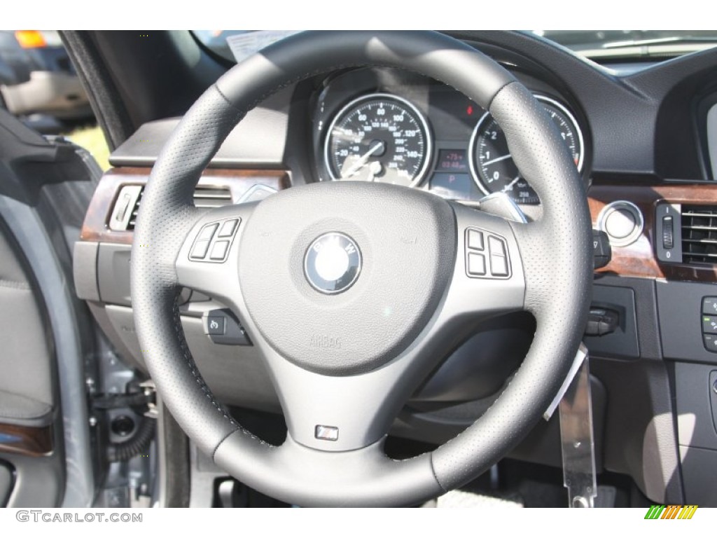 2012 BMW 3 Series 335i Convertible Black Steering Wheel Photo #55484978