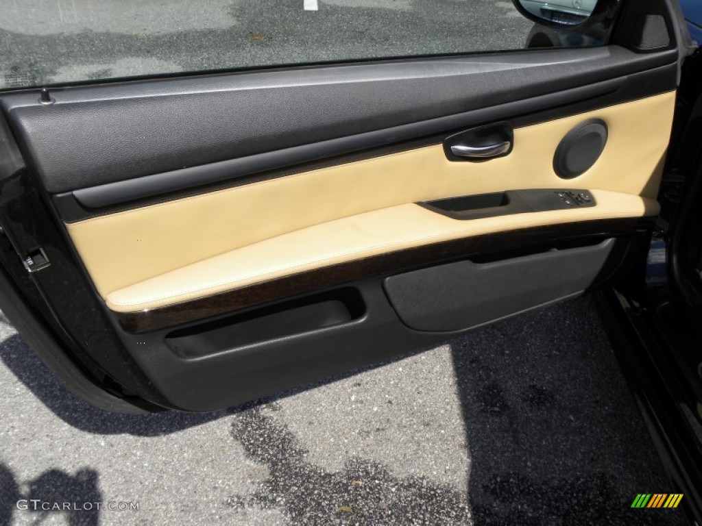 2009 BMW M3 Coupe Bamboo Beige Novillo Leather Door Panel Photo #55487051