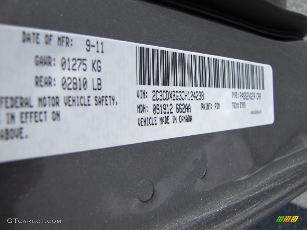 2012 Charger Color Code PDM for Tungsten Metallic Photo #55490213