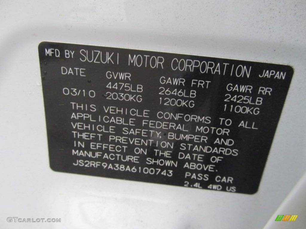 2010 Kizashi SE AWD - White Water Pearl / Beige photo #14