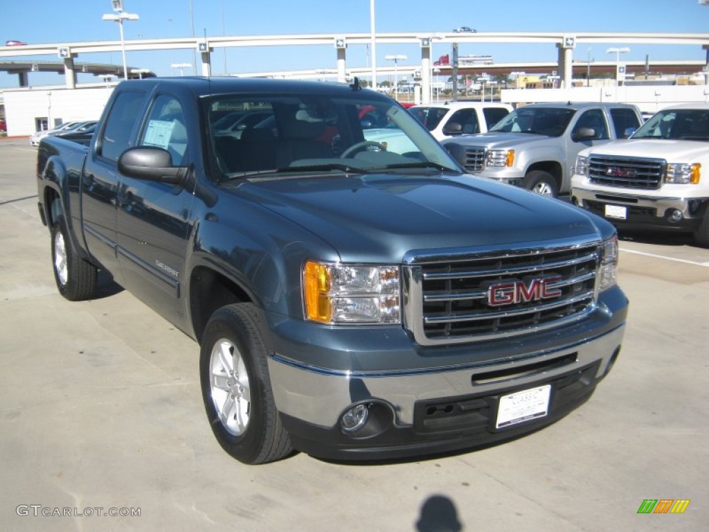 2012 Sierra 1500 SLE Crew Cab - Stealth Gray Metallic / Dark Titanium/Light Titanium photo #7