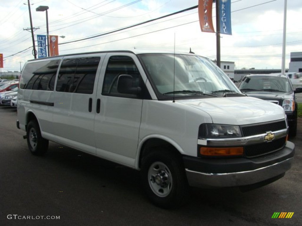 2011 Express LT 3500 Extended Passenger Van - Summit White / Medium Pewter photo #3