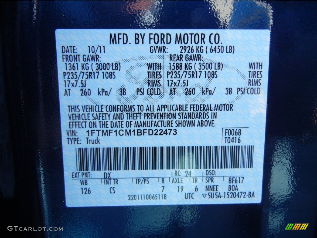2011 F150 XL Regular Cab - Dark Blue Pearl Metallic / Steel Gray photo #11