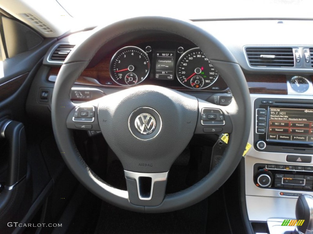 2012 Volkswagen CC Lux Plus Black Steering Wheel Photo #55504571
